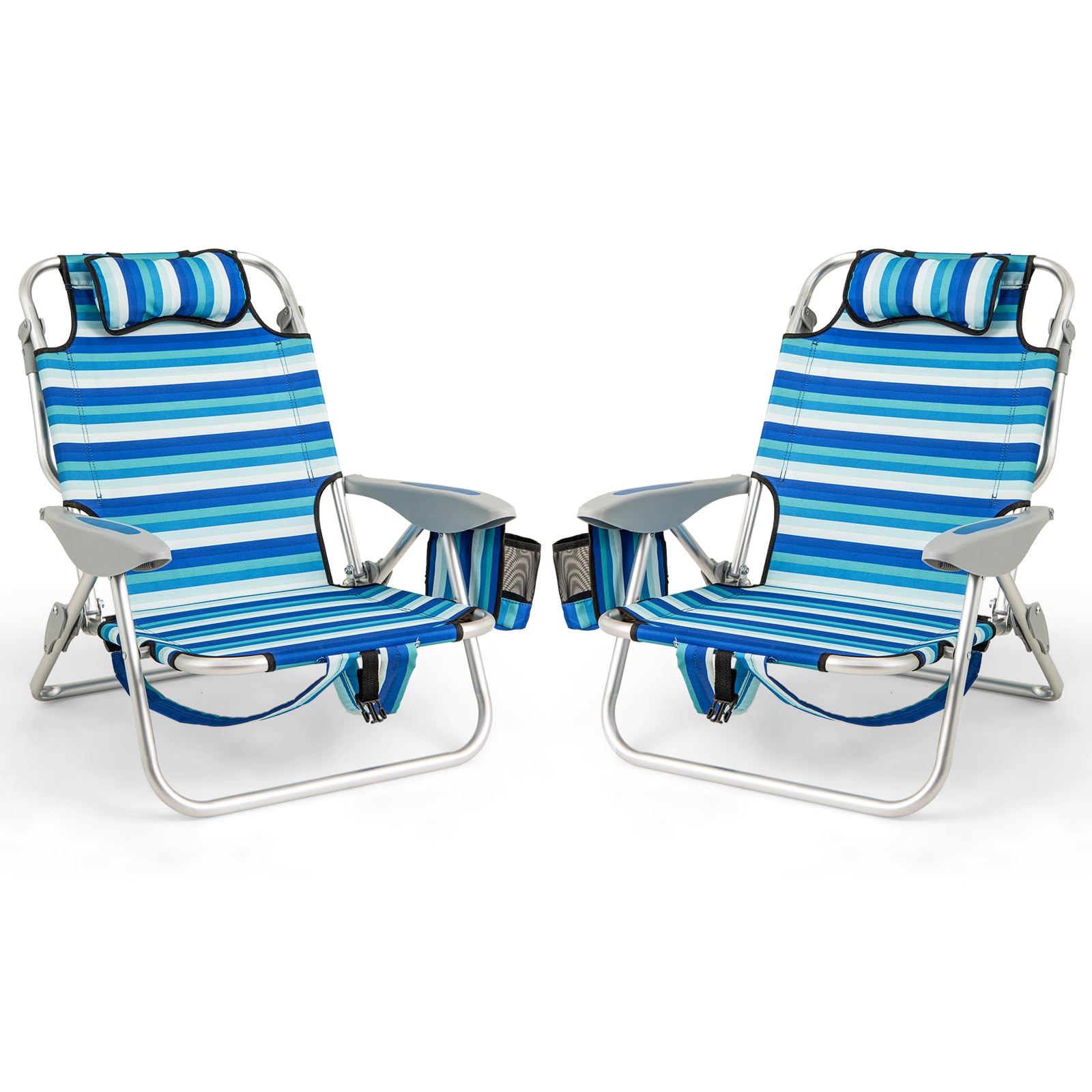 Goplus beach chair two-pack folded for compact storage and transport