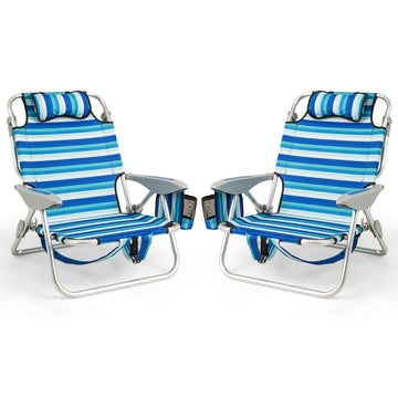 Goplus beach chair two-pack folded for compact storage and transport
