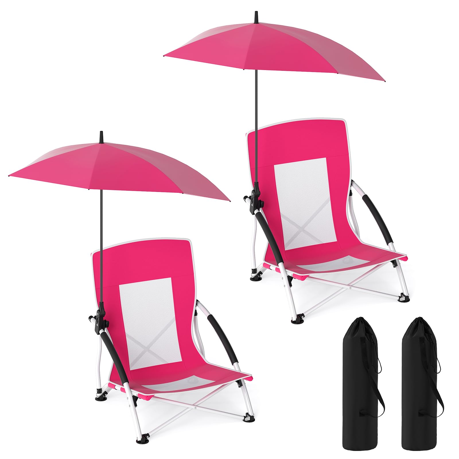 Goplus beach chair with blue umbrella for comfortable shade on sandy days