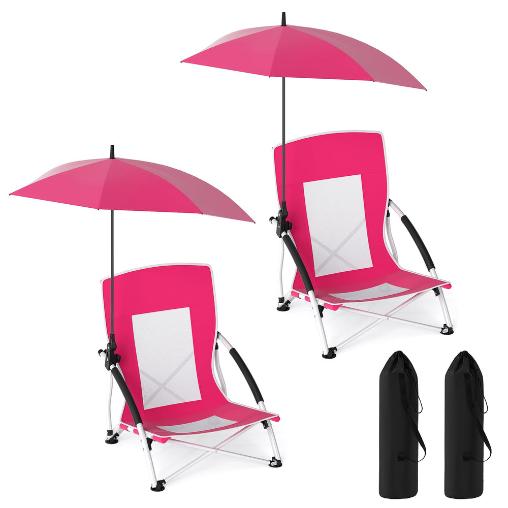 Goplus beach chair with blue umbrella for comfortable shade on sandy days