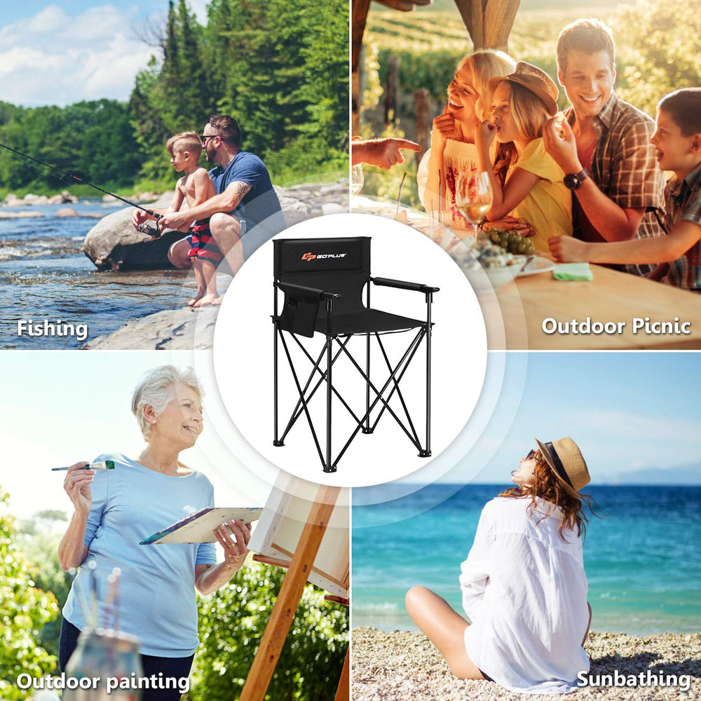Goplus chair suited for beach, picnic, or camping trips.