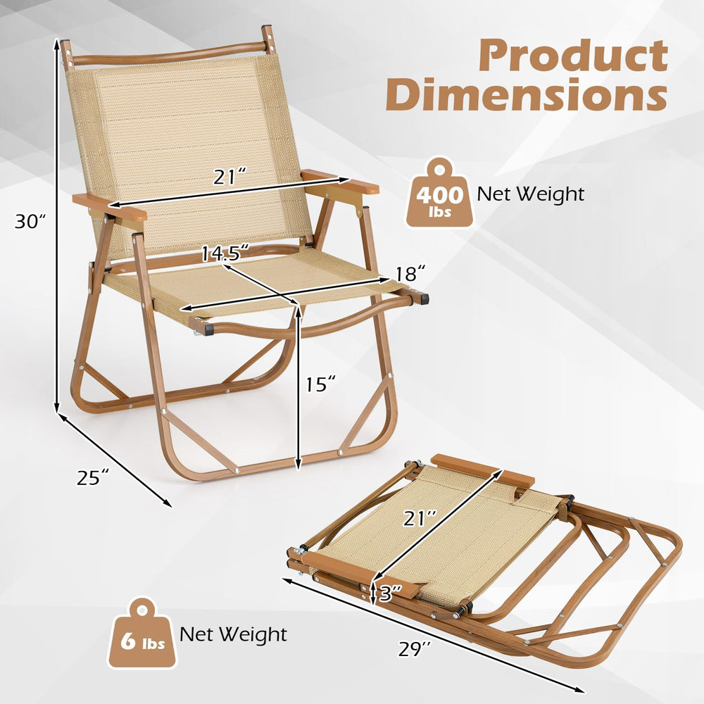 Goplus camping chair aluminum frame close-up shows durable rustproof construction