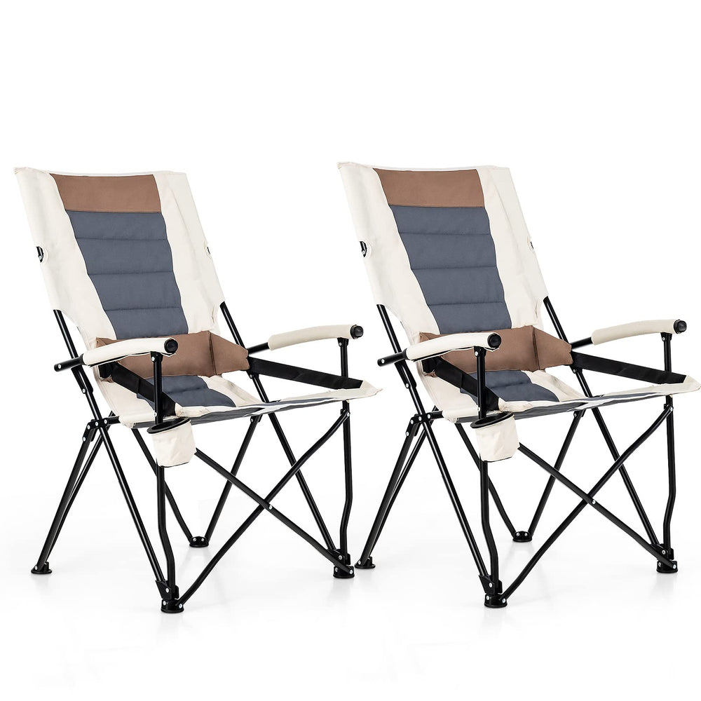 Goplus camping chair with durable metal frame supports up to 330 lbs outdoors.