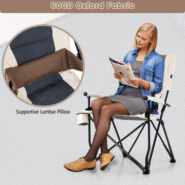 Goplus camping chair folding design offers quick setup and portability