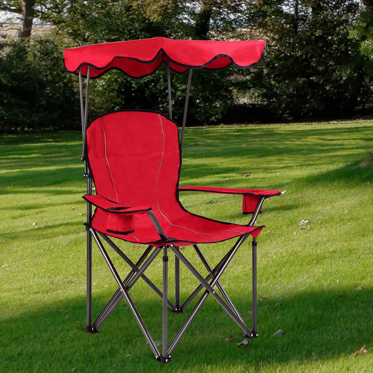 Goplus outdoor chair ready for pool, park, or campsite use.