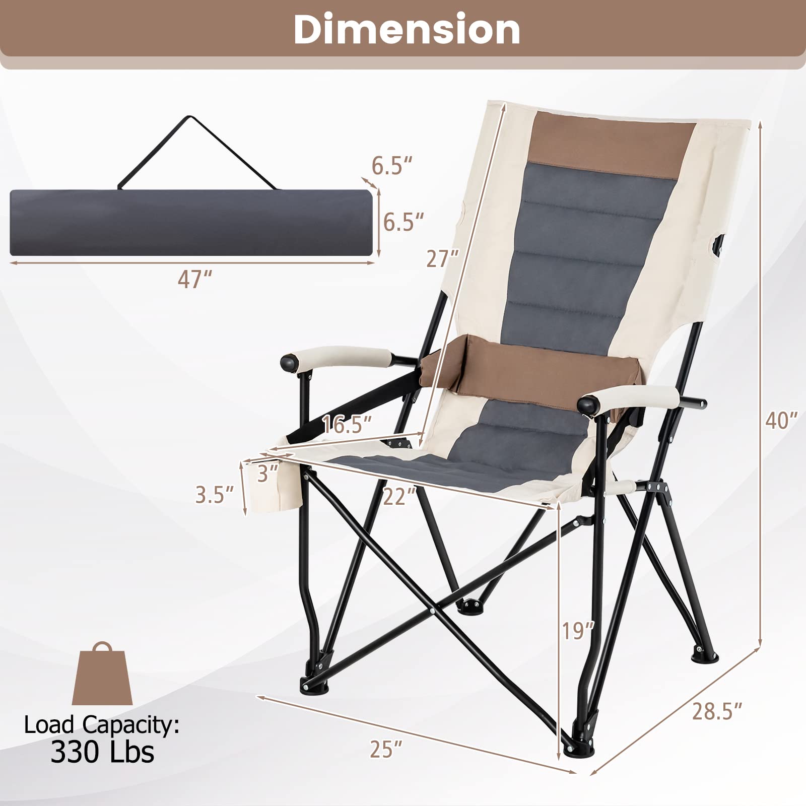 Goplus camping chair right-arm cup holder keeps drinks within reach