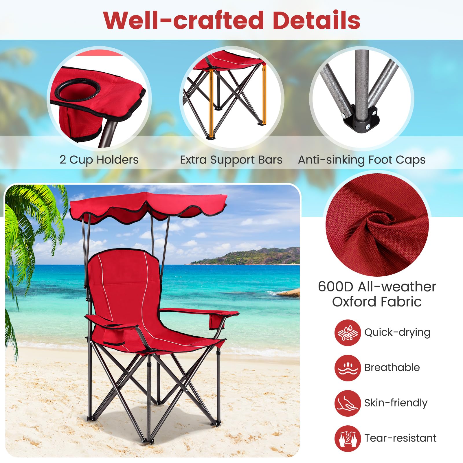 Goplus sturdy steel-frame with reinforced bottom legs for stability.