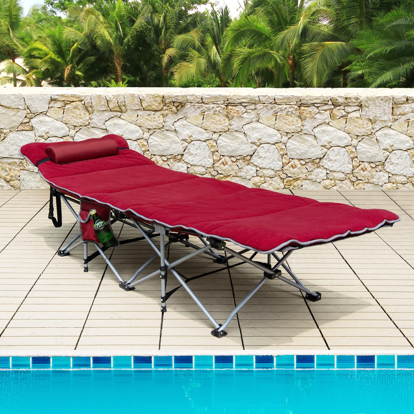 Goplus camping cot easy-fold design with carry bag for portability