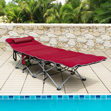 Goplus camping cot easy-fold design with carry bag for portability