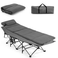 Goplus camping cot with removable mattress for easy cleaning and versatile comfort.