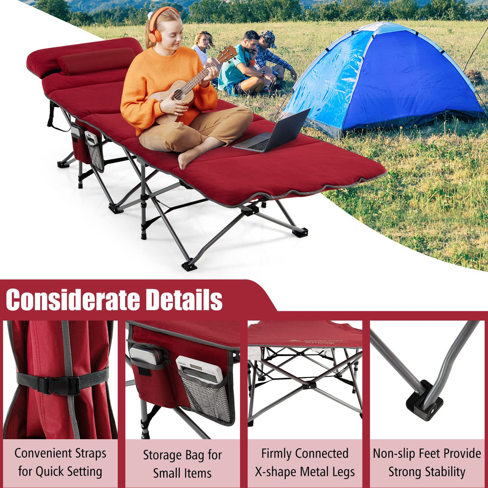Goplus camping cot with ten-leg sturdy frame for stability