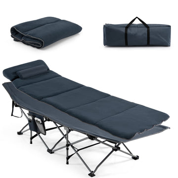 Goplus camping cot with removable mattress for comfortable outdoor sleeping.