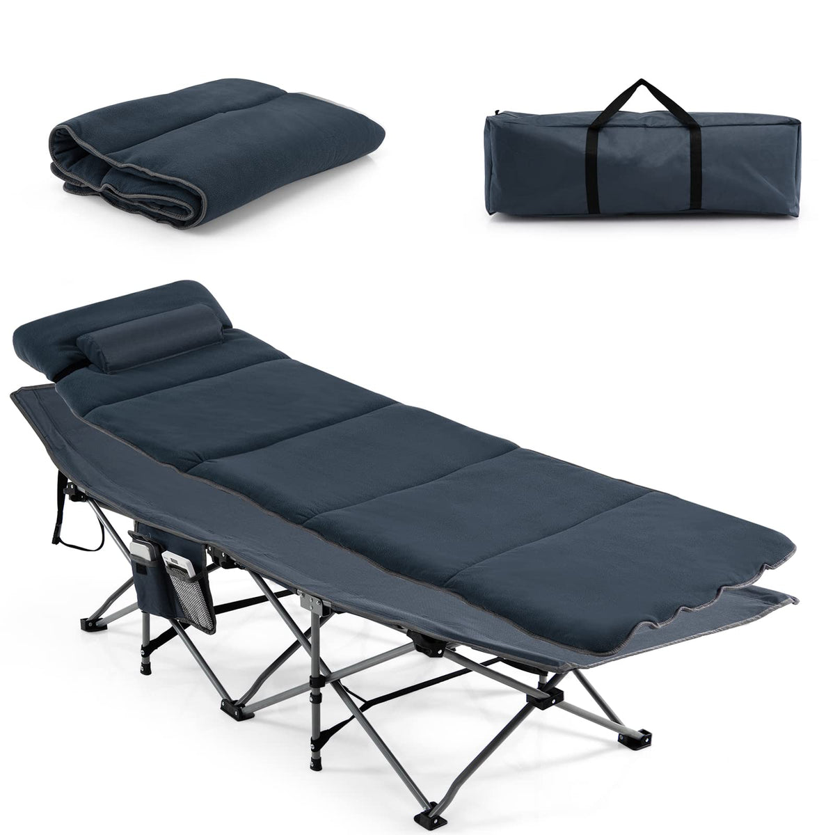 Goplus camping cot with removable mattress for comfortable outdoor sleeping.