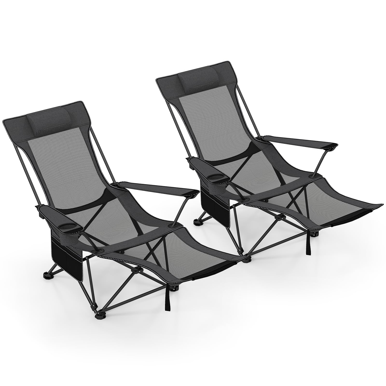 Goplus camping lounge chair with adjustable backrest for customizable outdoor comfort