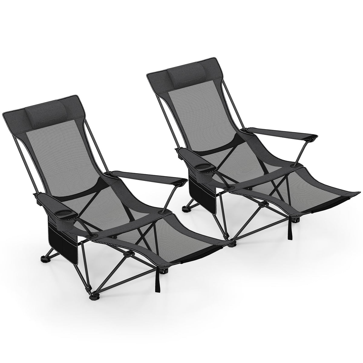 Goplus camping lounge chair with adjustable backrest for customizable outdoor comfort