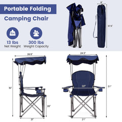 Goplus blue canopy chair offers portable sun protection for outdoors.