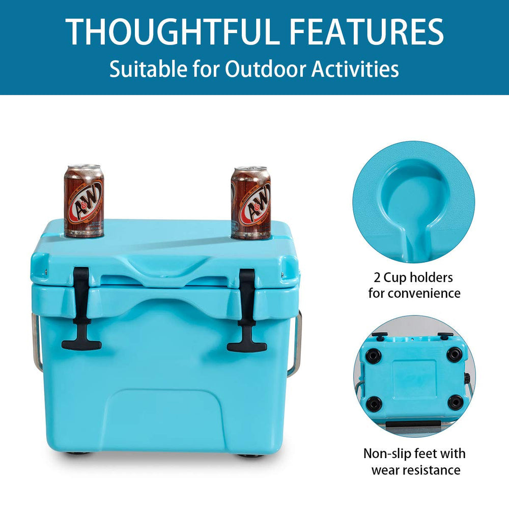 Goplus cooler features two cup holders for convenient drinks while traveling
