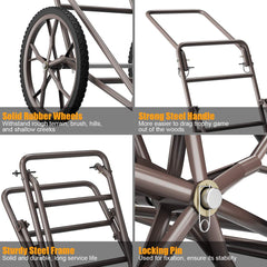 Goplus deer cart with 17-inch wheels on rough terrain for easy transport.