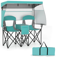 Goplus Double Beach Chair with adjustable canopy providing customizable shade for sunny days
