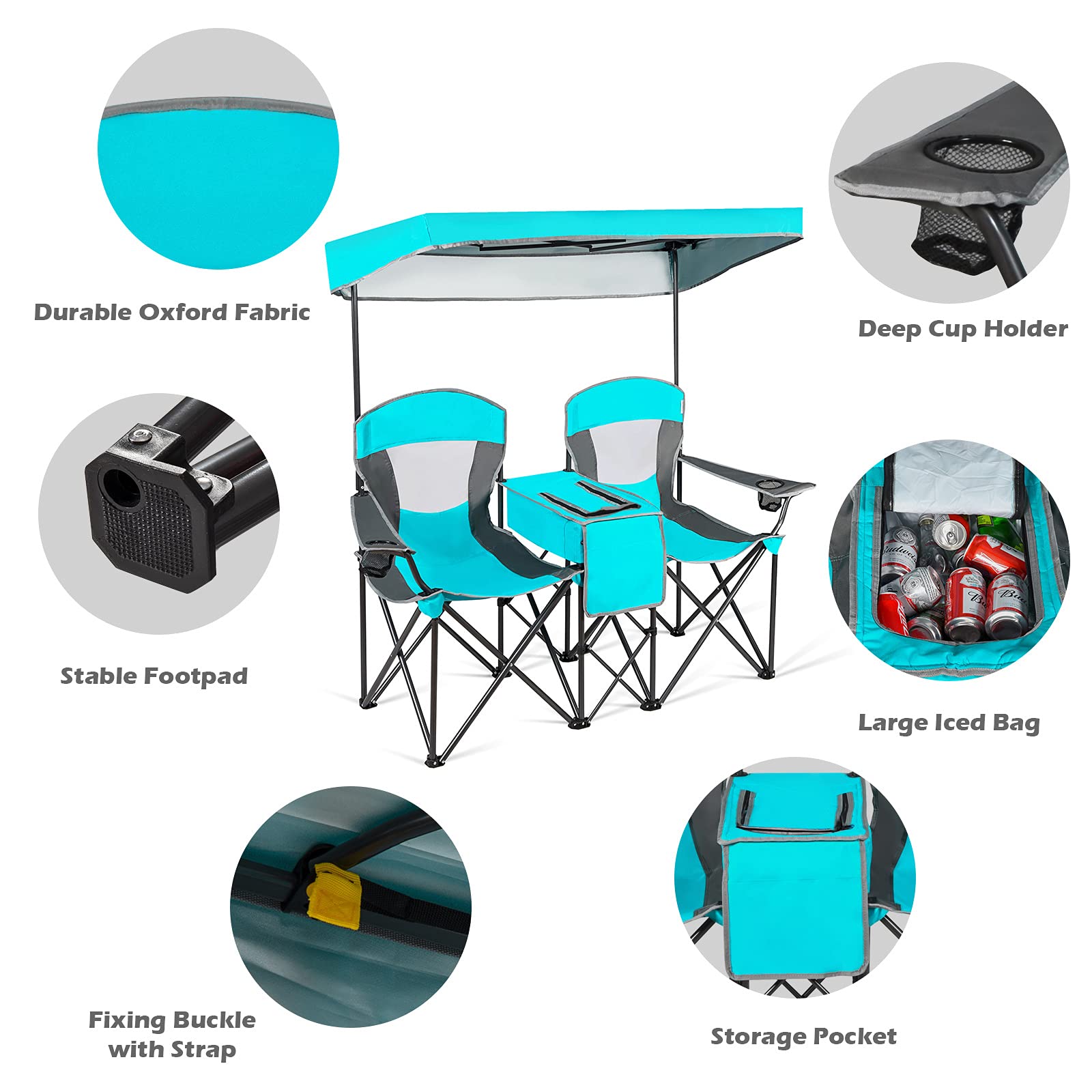 Sturdy powder-coated frame of Goplus double chair for outdoor use