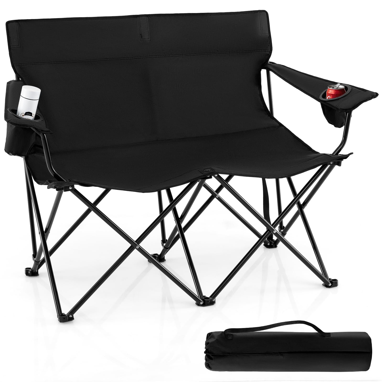 Goplus Double Camping Chair backrest view offers spacious support for two