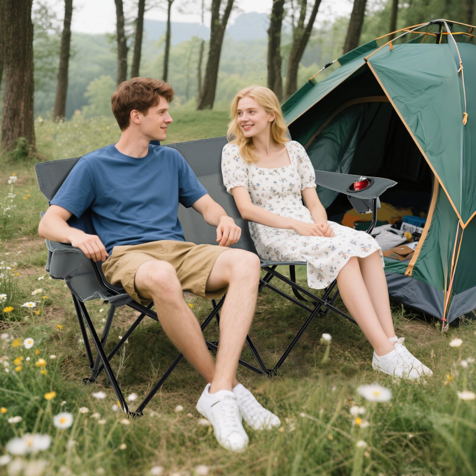 Goplus Double Camping Chair carrying bag shown for quick trips and storage