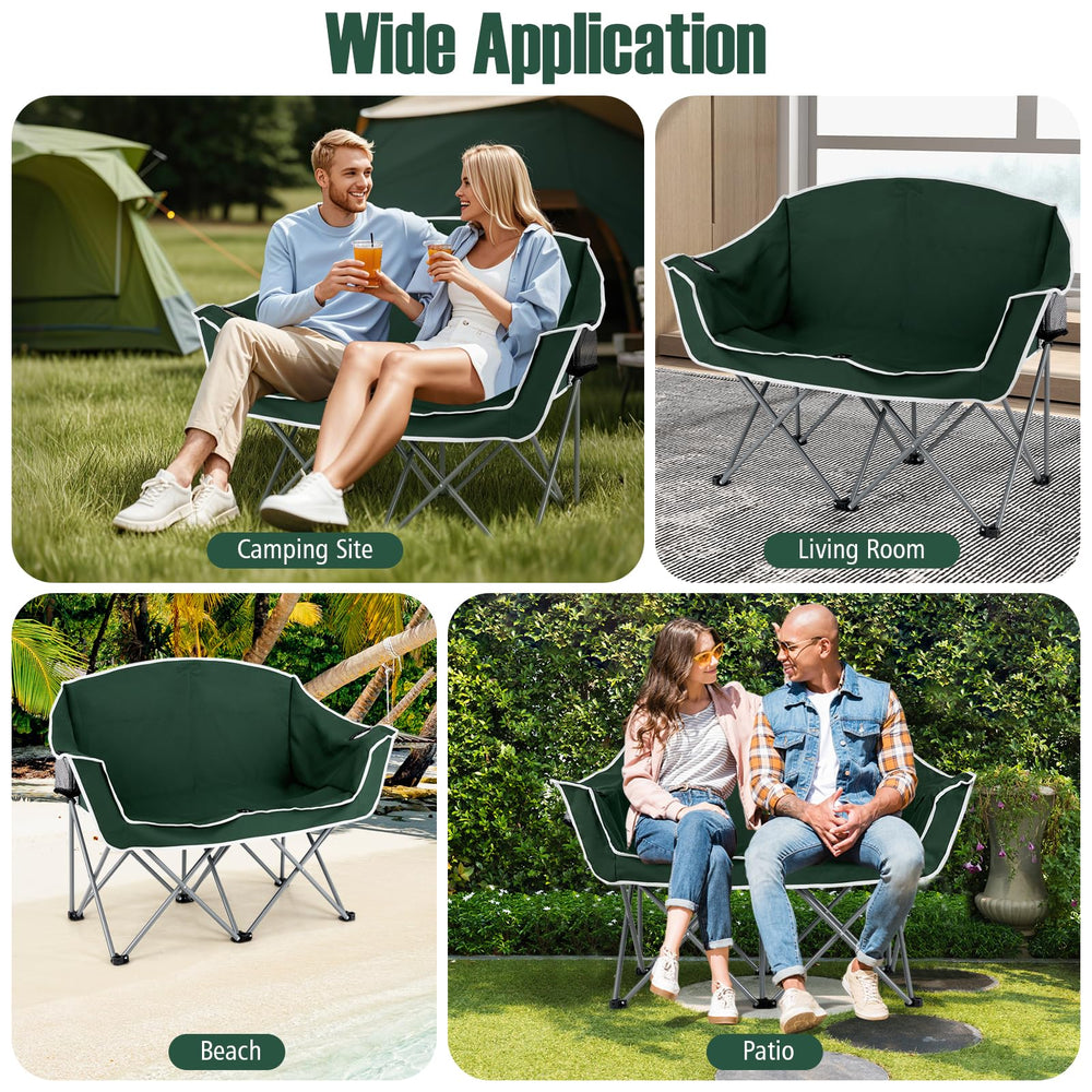 Goplus Double Camping Chair cup holders close-up for drinks within reach
