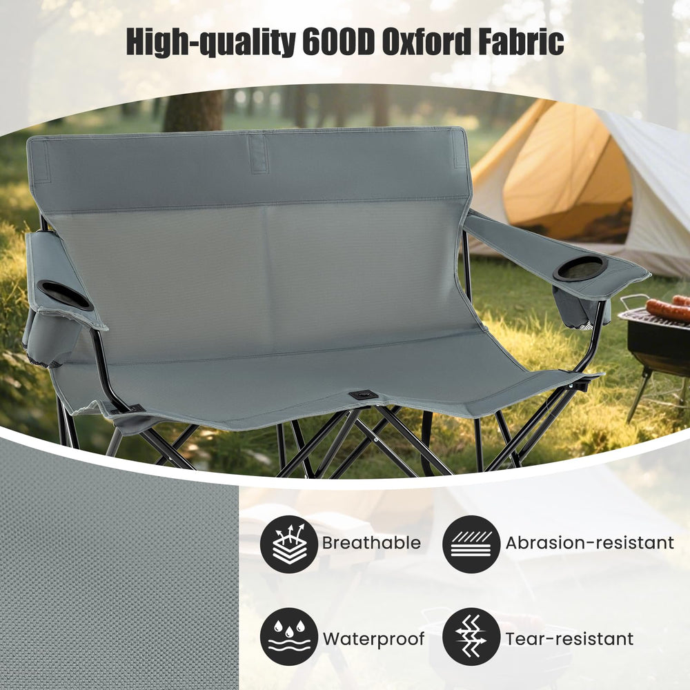 Goplus Double Camping Chair features dual cup holders for drinks and essentials