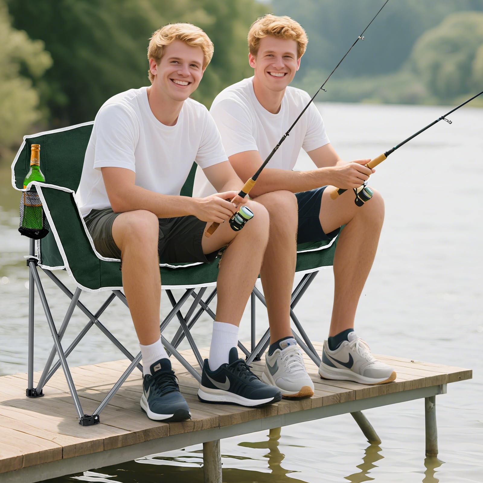 Goplus Double Camping Chair folded in carry bag for easy transport