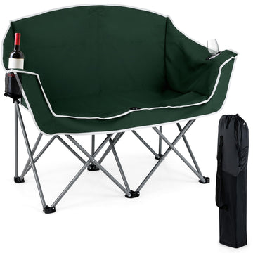 Goplus Double Camping Chair front view, spacious two-person seating for outdoors