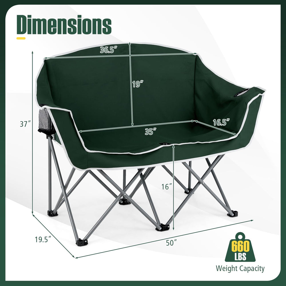 Goplus Double Camping Chair side view highlighting sturdy X-frame