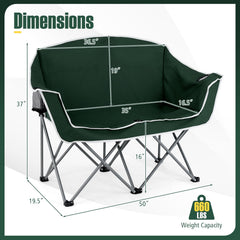 Goplus Double Camping Chair side view highlighting sturdy X-frame