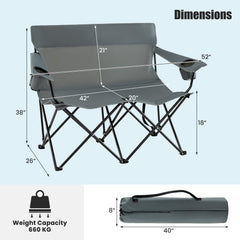 Goplus Double Camping Chair sturdy x-frame ensures stability on outdoor setups