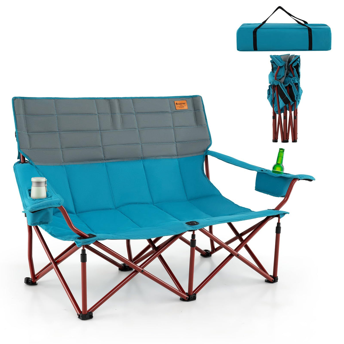 Goplus double camping chair two-person seat for shared outdoor lounging.