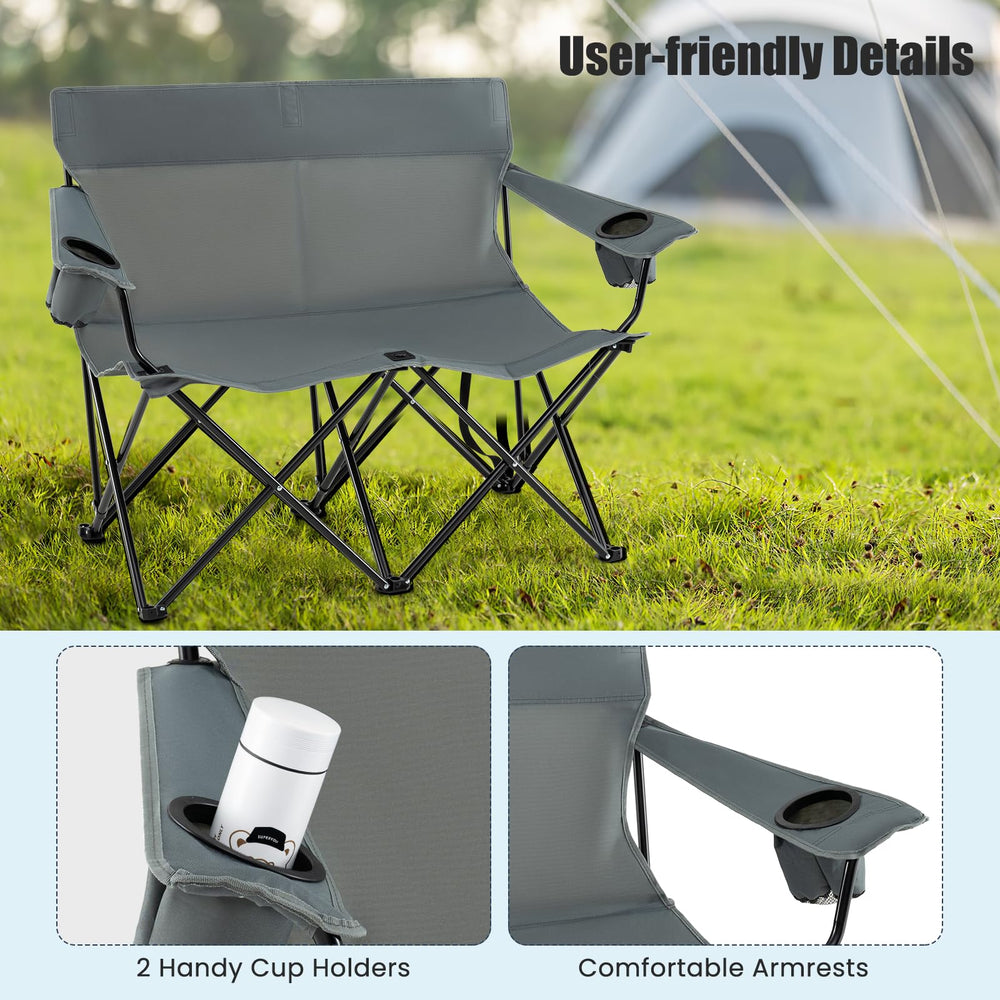 Goplus Double Camping Chair supports up to 660 lbs for two adults