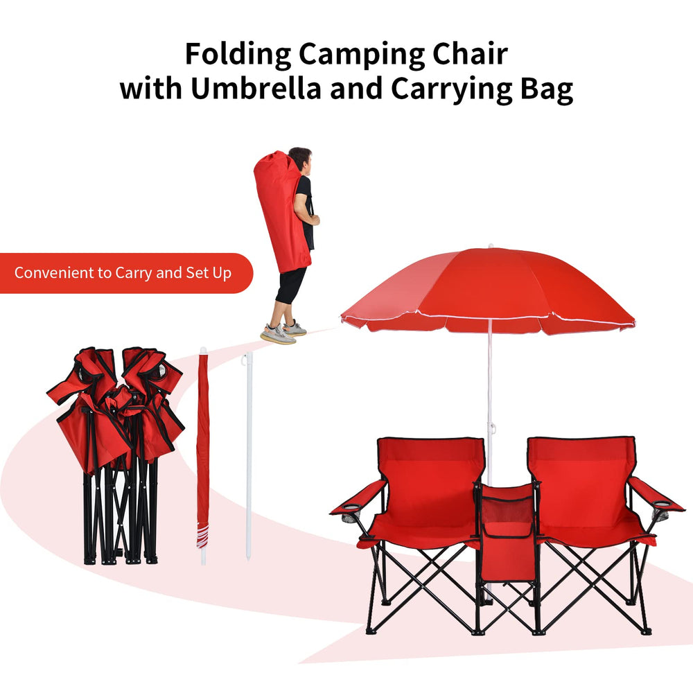Goplus double chair folds into the included bag for easy transport.