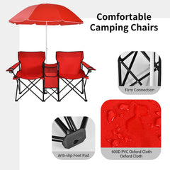 Goplus double chair side pocket keeps magazines and devices within reach.