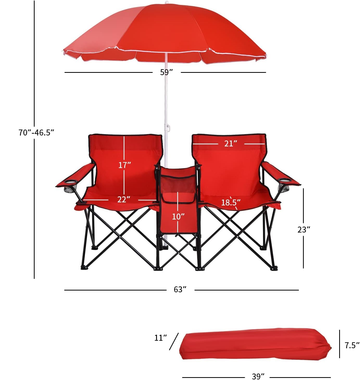 Goplus double chair table cooler features easy access to cold drinks.