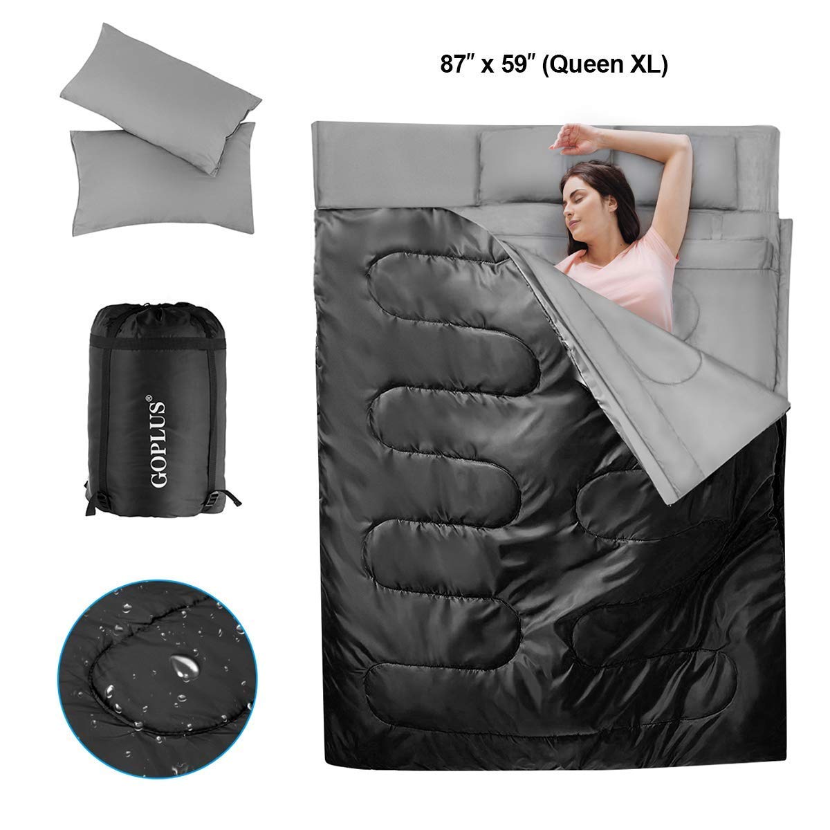 Goplus double sleeping bag interior cotton lining for soft warmth