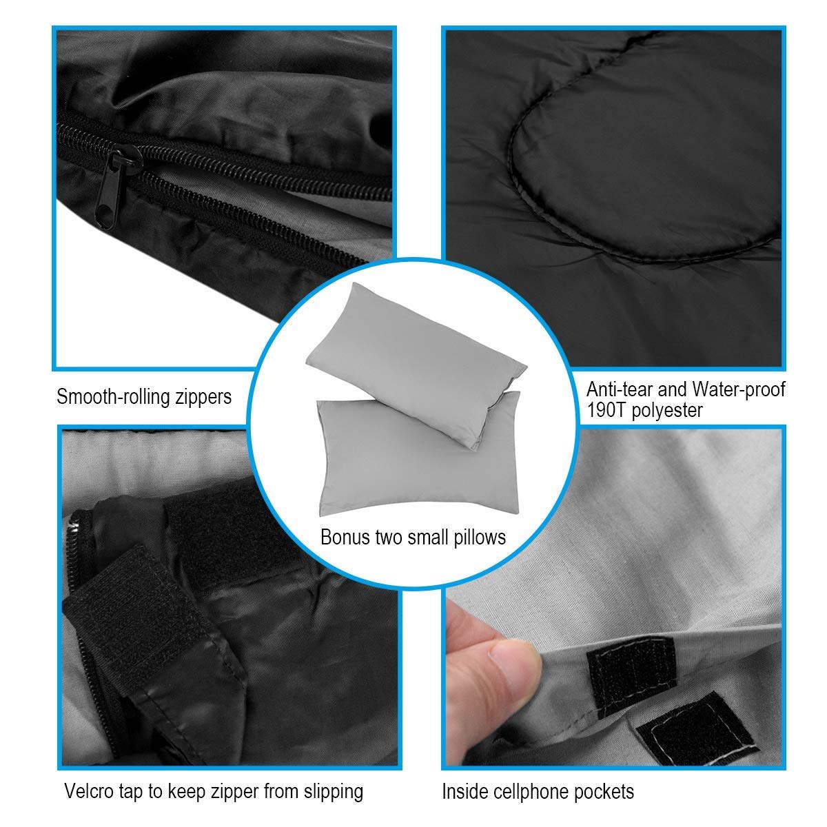 Goplus double sleeping bag separable design for flexible use