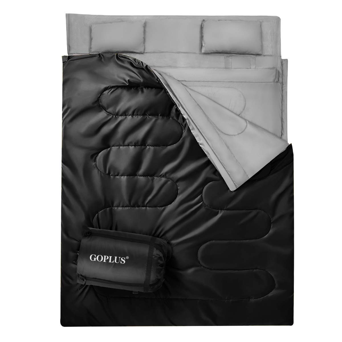 Goplus double sleeping bag outer shell waterproof for outdoor warmth