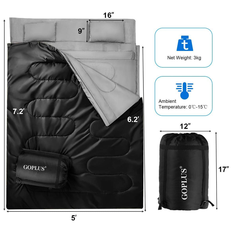 Goplus double sleeping bag waterproof design guards against dampness