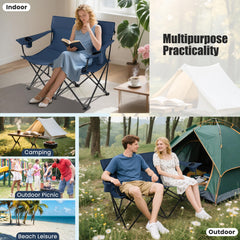 Goplus dual cup holders keep drinks at hand during outdoor lounging.