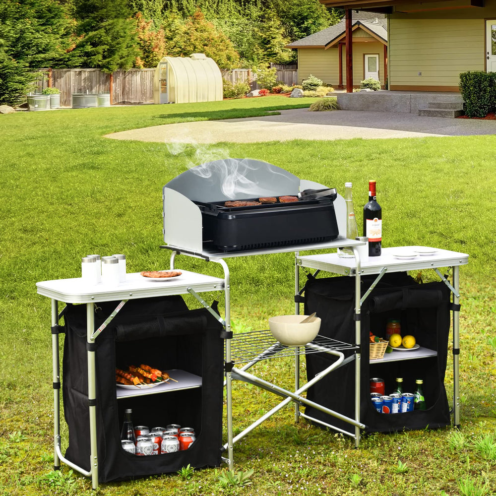 Goplus quick setup requires no tools for fast outdoor cooking.