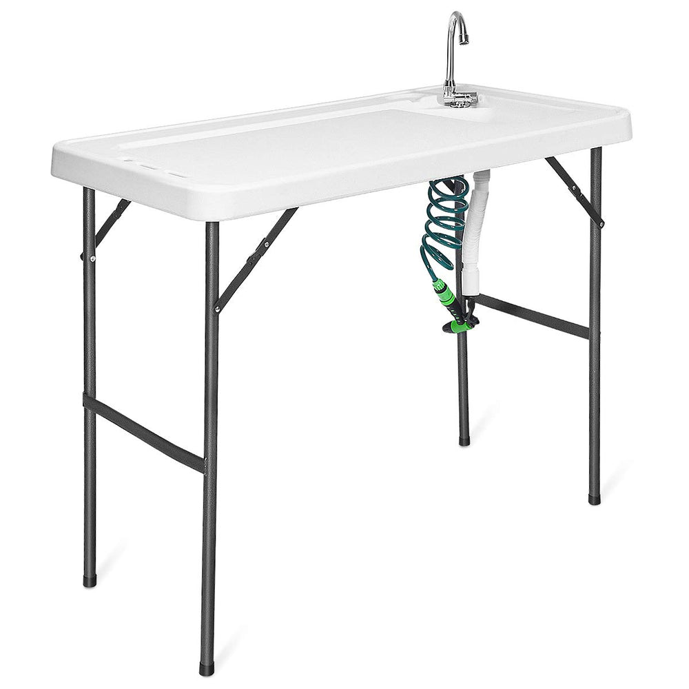 Goplus fish cleaning table sink ready for outdoor cleanup after a fresh catch.