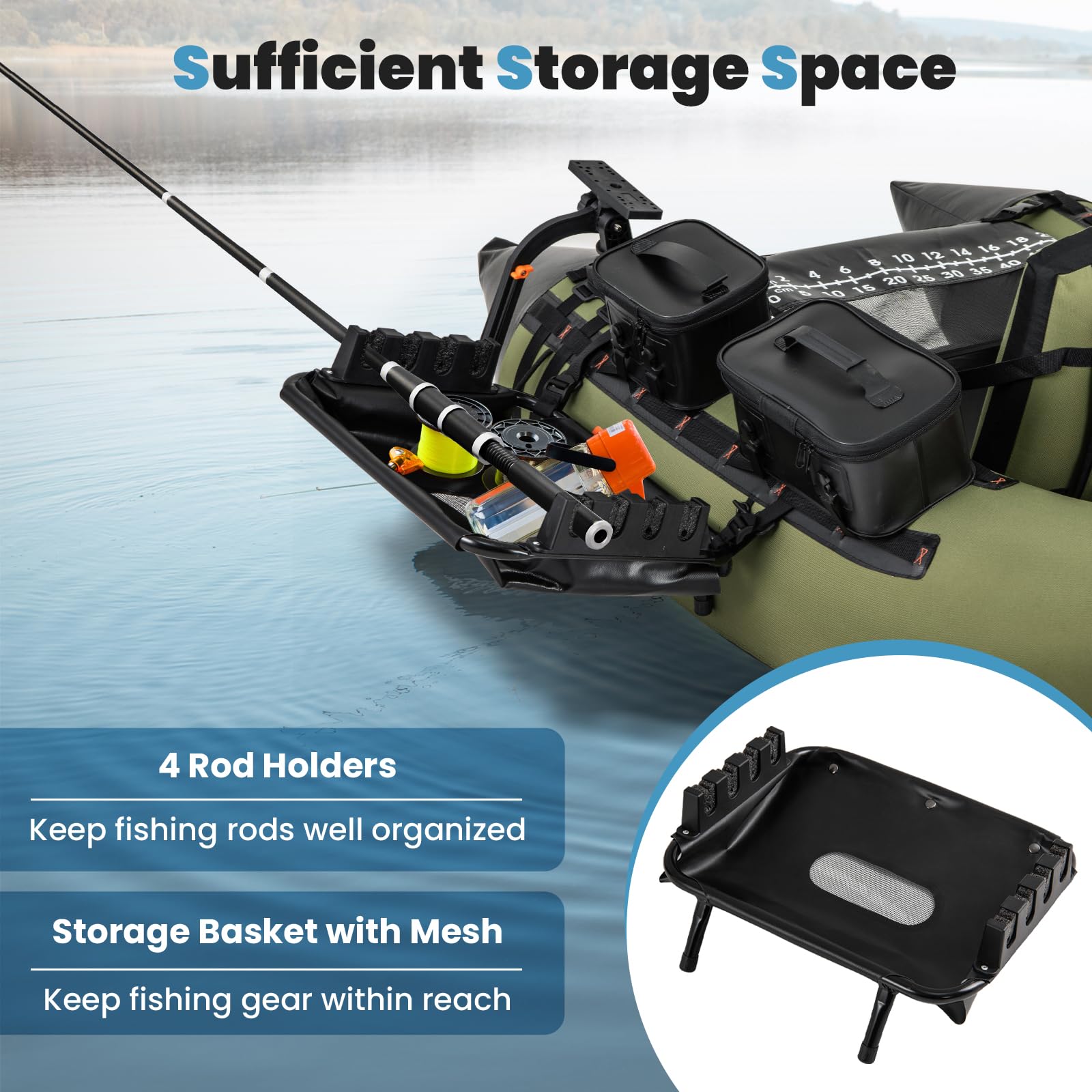 Goplus float-tube four rod holders cradle rods securely
