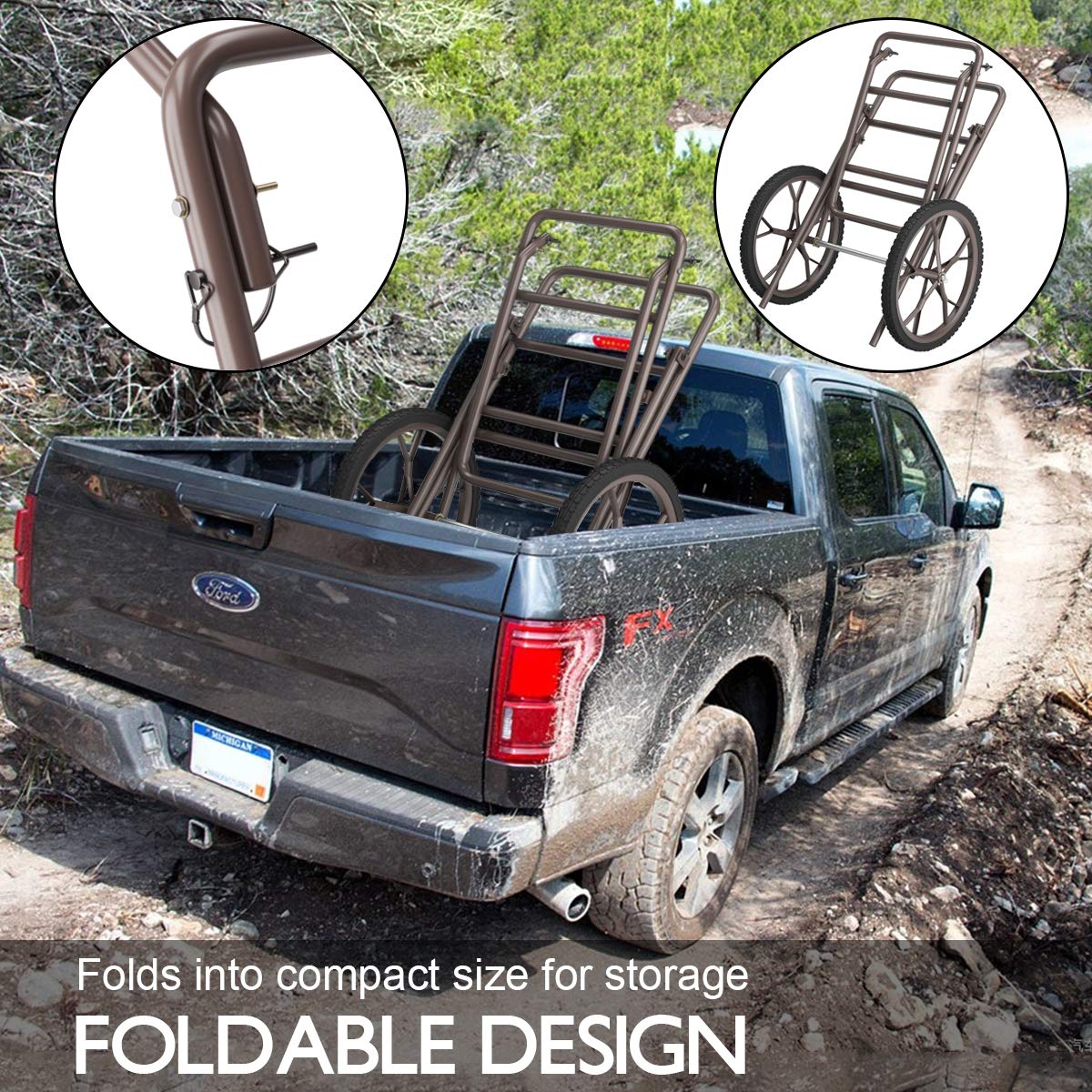 Goplus foldable deer cart stored easily after a hunt.
