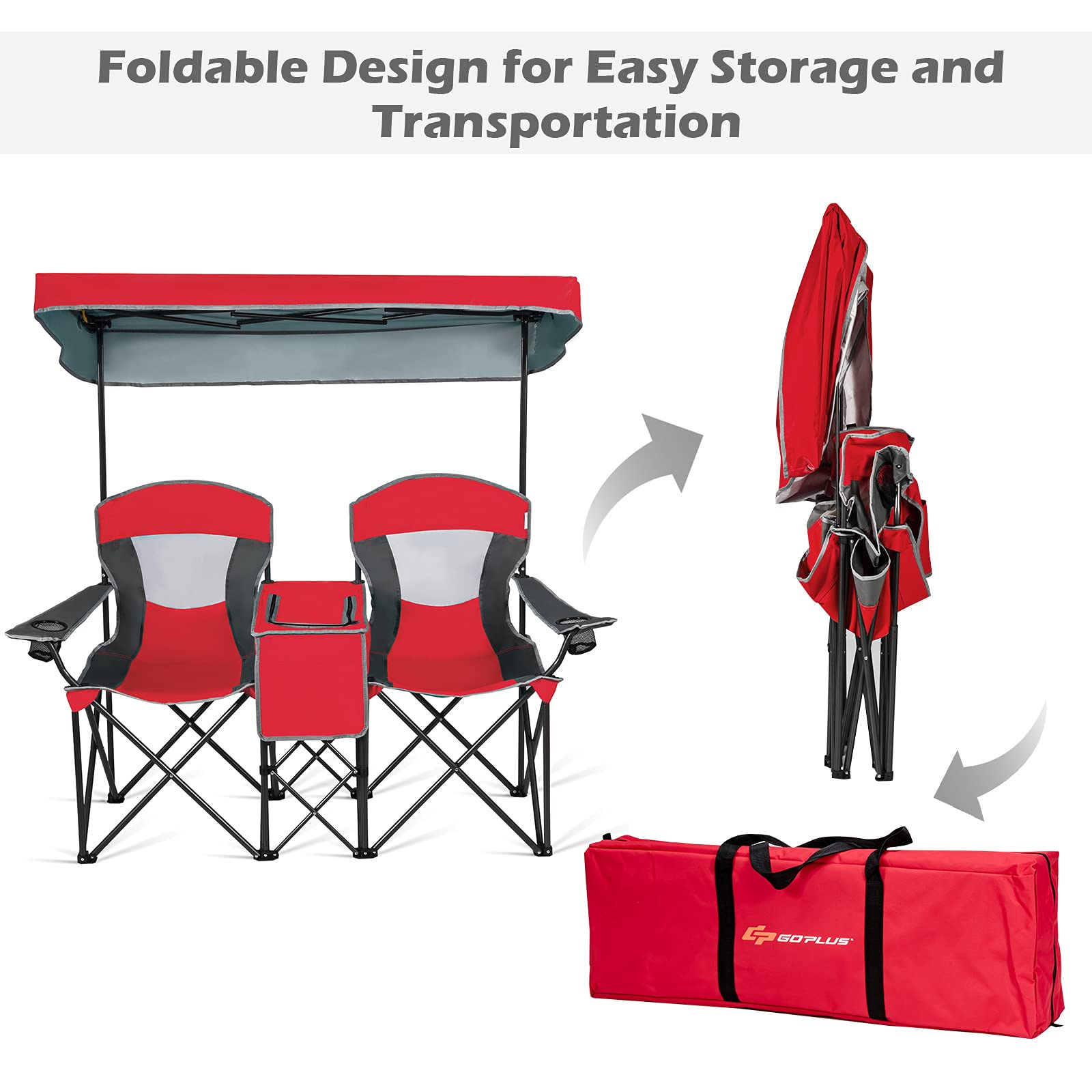 Goplus foldable design fits easily in car trunk for transport.