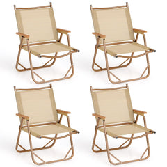 Goplus folding camp chair beige unfolded for full-height seating outdoors