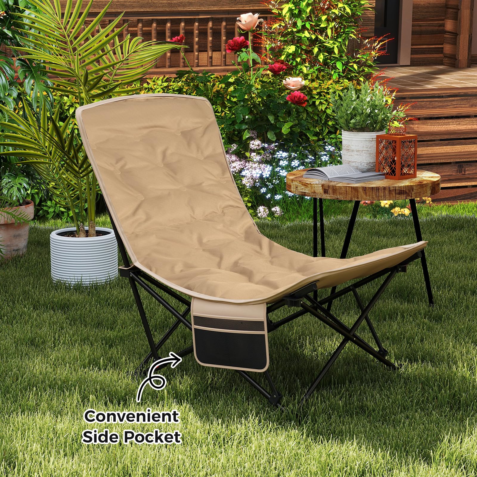 Goplus folding chair folded compact for convenient storage